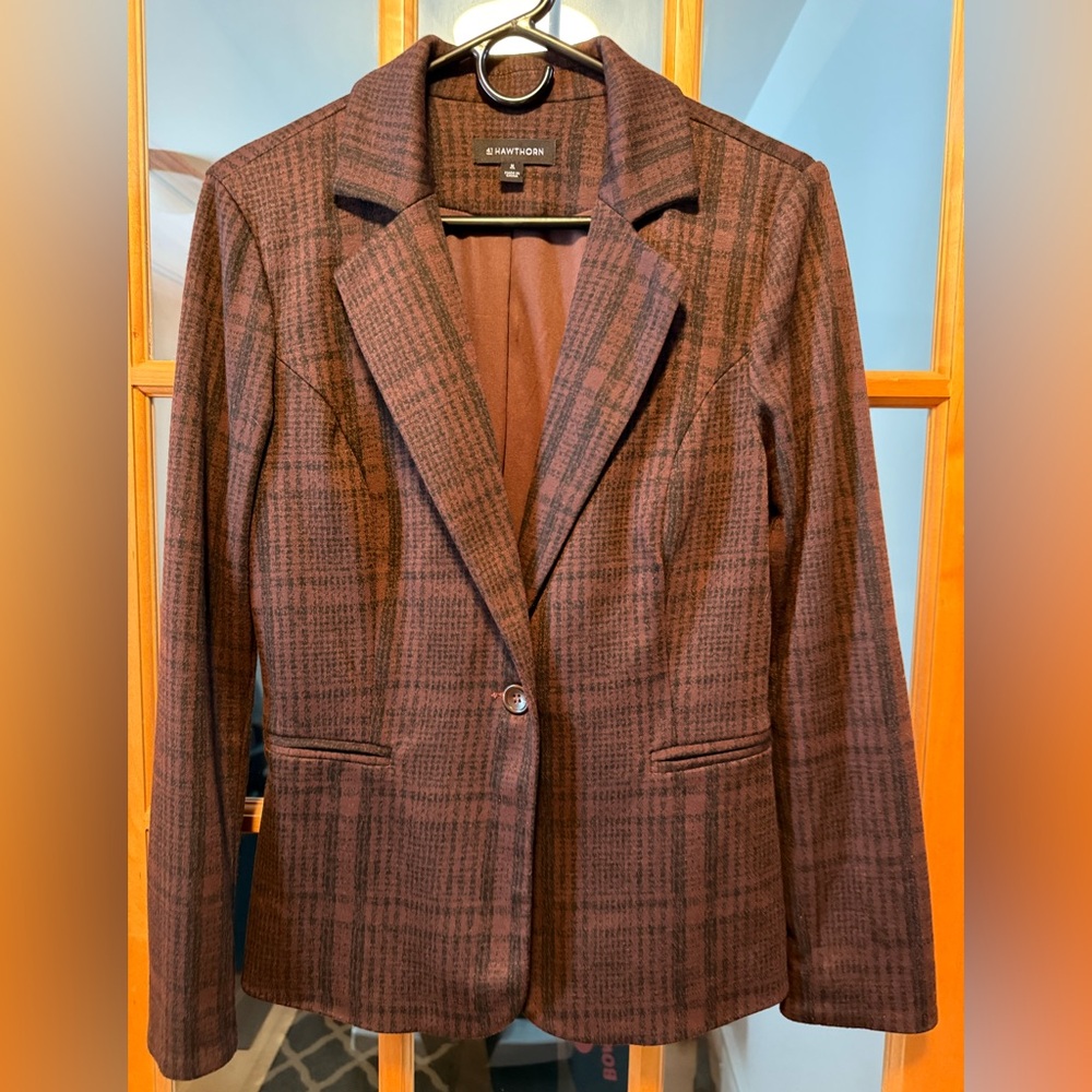 41 Hawthorn Brown Plaid Single-Button Blazer